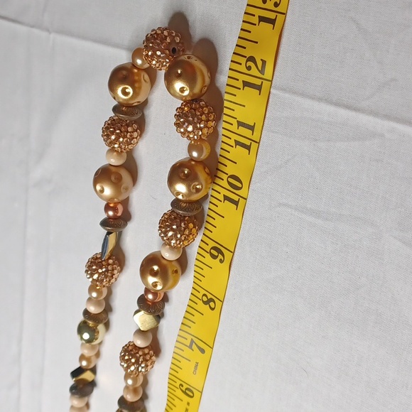 Gold-Tone Bead & Brass-Color Bead Necklace - Picture 4 of 4